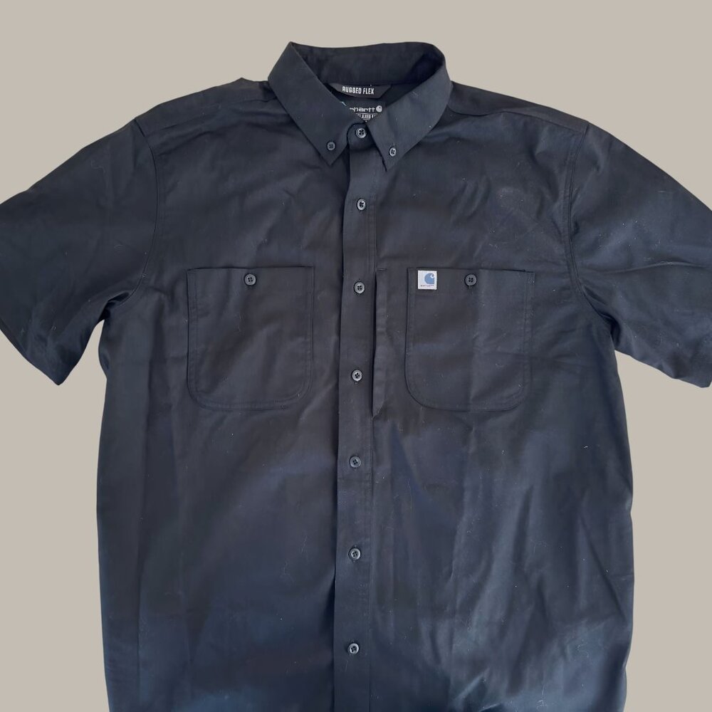 Carhartt Rugged Flex Relaxed Fit Short Sleeve Button Down Shirt Black XL